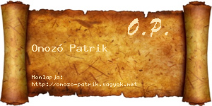 Onozó Patrik névjegykártya
